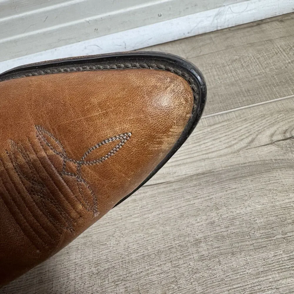 Vintage Code West Men's 8.5 USA Made Cowboy Boots Dan Post Leather Western Toe